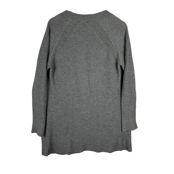 Eileen Fisher Cardigan M Gray Linen Blend Waffle Open Front Pockets Quiet Luxury - Picture 2 of 11